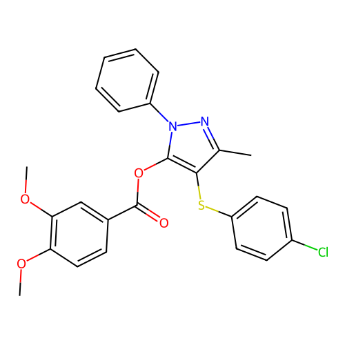[4-(4-Chlorophenyl)sulfanyl-5-methyl-2-phenylpyrazol-3-yl] 3,4-dimethoxybenzoate structure