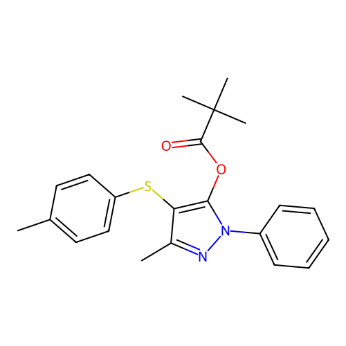 3-methyl-1-phenyl-4-(p-tolylthio)-1H-pyrazol-5-yl pivalate structure