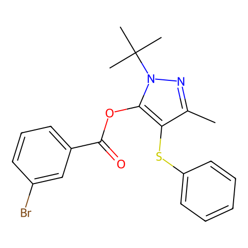 (2-Tert-butyl-5-methyl-4-phenylsulfanylpyrazol-3-yl) 3-bromobenzoate structure