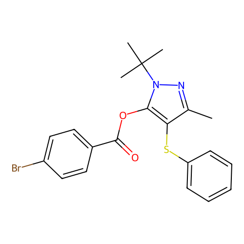 1-(tert-butyl)-3-methyl-4-(phenylthio)-1H-pyrazol-5-yl 4-bromobenzoate structure