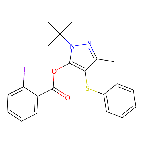 (2-Tert-butyl-5-methyl-4-phenylsulfanylpyrazol-3-yl) 2-iodobenzoate structure