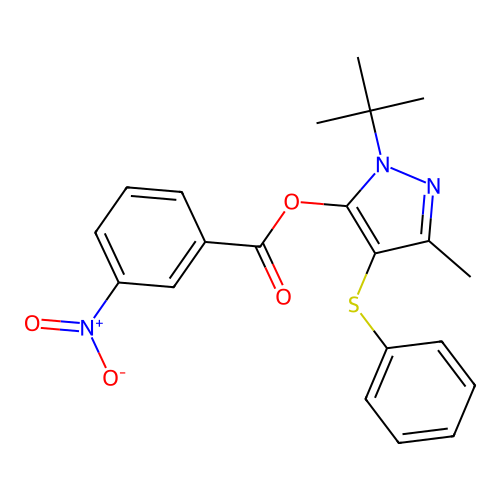 (2-Tert-butyl-5-methyl-4-phenylsulfanylpyrazol-3-yl) 3-nitrobenzoate structure