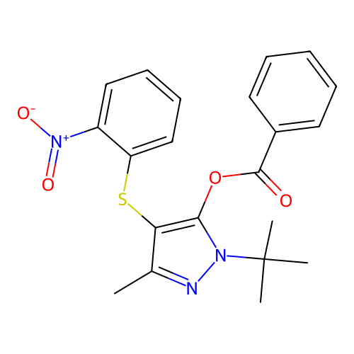 [2-Tert-butyl-5-methyl-4-(2-nitrophenyl)sulfanylpyrazol-3-yl] benzoate structure