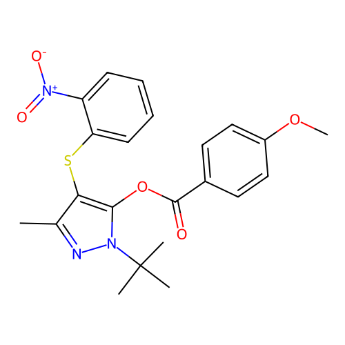 [2-Tert-butyl-5-methyl-4-(2-nitrophenyl)sulfanylpyrazol-3-yl] 4-methoxybenzoate structure