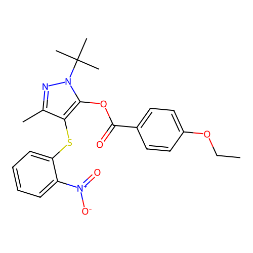 [2-Tert-butyl-5-methyl-4-(2-nitrophenyl)sulfanylpyrazol-3-yl] 4-ethoxybenzoate structure