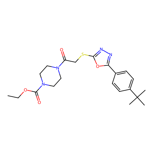 ETHYL 4-(2-{[5-(4-TERT-BUTYLPHENYL)-1,3,4-OXADIAZOL-2-YL]SULFANYL}ACETYL)PIPERAZINE-1-CARBOXYLATE structure