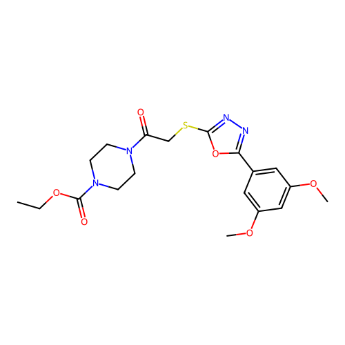 ETHYL 4-(2-{[5-(3,5-DIMETHOXYPHENYL)-1,3,4-OXADIAZOL-2-YL]SULFANYL}ACETYL)PIPERAZINE-1-CARBOXYLATE structure
