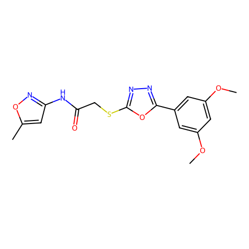 2-((5-(3,5-dimethoxyphenyl)-1,3,4-oxadiazol-2-yl)thio)-N-(5-methylisoxazol-3-yl)acetamide structure