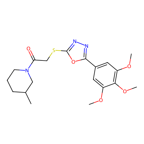 1-(3-methylpiperidin-1-yl)-2-{[5-(3,4,5-trimethoxyphenyl)-1,3,4-oxadiazol-2-yl]sulfanyl}ethan-1-one structure