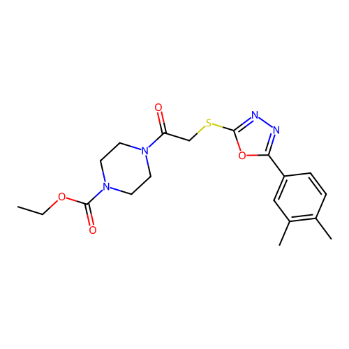 ETHYL 4-(2-{[5-(3,4-DIMETHYLPHENYL)-1,3,4-OXADIAZOL-2-YL]SULFANYL}ACETYL)PIPERAZINE-1-CARBOXYLATE structure
