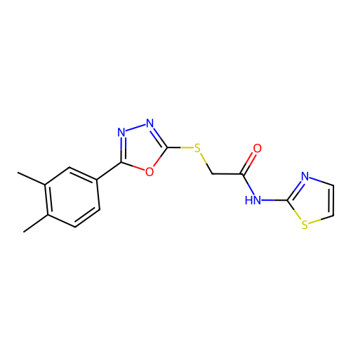 2-((5-(3,4-dimethylphenyl)-1,3,4-oxadiazol-2-yl)thio)-N-(thiazol-2-yl)acetamide structure