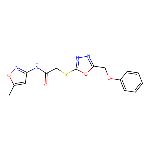 N-(5-methyl-1,2-oxazol-3-yl)-2-{[5-(phenoxymethyl)-1,3,4-oxadiazol-2-yl]sulfanyl}acetamide structure