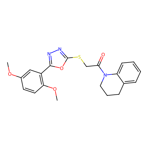 2-{[5-(2,5-dimethoxyphenyl)-1,3,4-oxadiazol-2-yl]sulfanyl}-1-(1,2,3,4-tetrahydroquinolin-1-yl)ethan-1-one structure