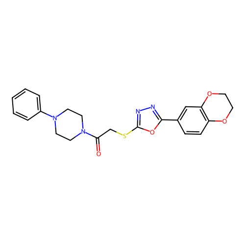 2-{[5-(2,3-dihydro-1,4-benzodioxin-6-yl)-1,3,4-oxadiazol-2-yl]sulfanyl}-1-(4-phenylpiperazin-1-yl)ethan-1-one structure