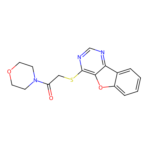 2-(Benzofuro[3,2-d]pyrimidin-4-ylthio)-1-morpholinoethanone structure
