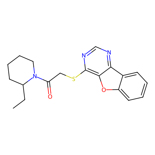 2-(Benzofuro[3,2-d]pyrimidin-4-ylthio)-1-(2-ethylpiperidin-1-yl)ethanone structure