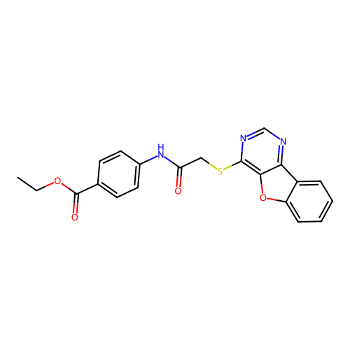 Ethyl 4-(2-(benzofuro[3,2-d]pyrimidin-4-ylthio)acetamido)benzoate structure