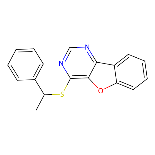 4-((1-Phenylethyl)thio)benzofuro[3,2-d]pyrimidine structure