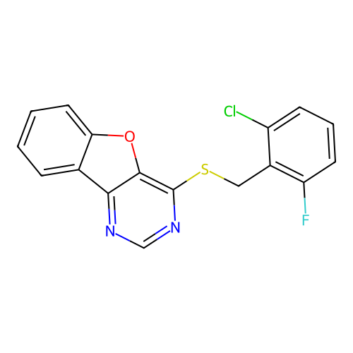 4-((2-Chloro-6-fluorobenzyl)thio)benzofuro[3,2-d]pyrimidine structure