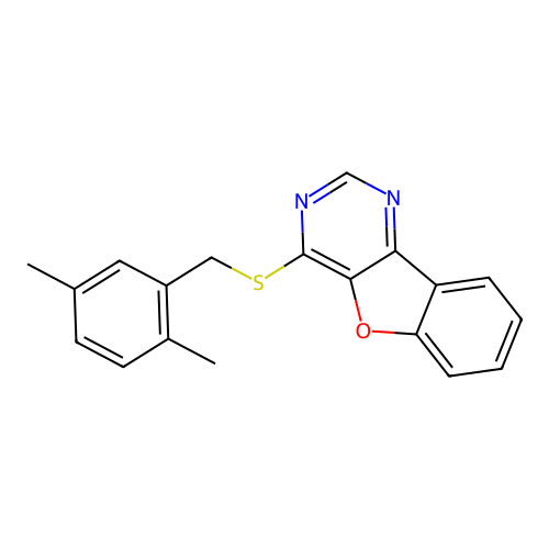 4-((2,5-Dimethylbenzyl)thio)benzofuro[3,2-d]pyrimidine structure