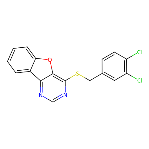 4-((3,4-Dichlorobenzyl)thio)benzofuro[3,2-d]pyrimidine structure