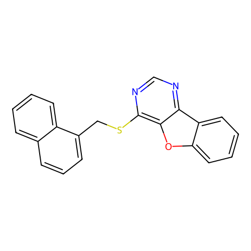4-((Naphthalen-1-ylmethyl)thio)benzofuro[3,2-d]pyrimidine structure