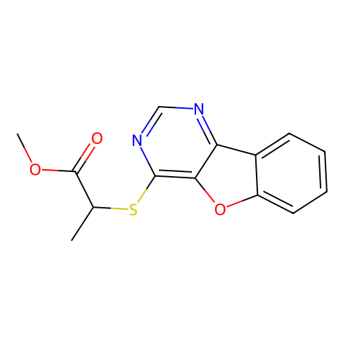 Methyl 2-(benzofuro[3,2-d]pyrimidin-4-ylthio)propanoate structure
