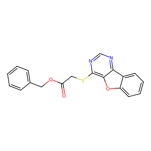 Benzyl 2-(benzofuro[3,2-d]pyrimidin-4-ylthio)acetate structure