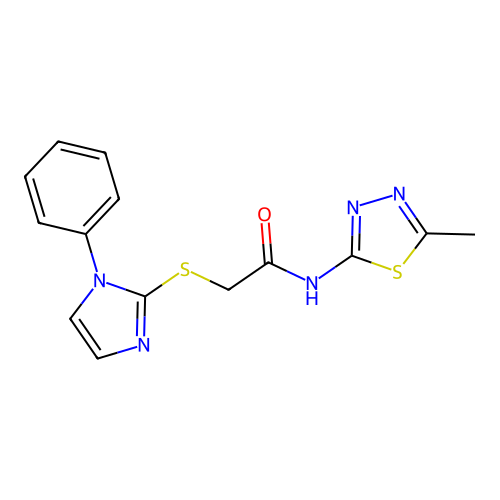 N-(5-methyl-1,3,4-thiadiazol-2-yl)-2-((1-phenyl-1H-imidazol-2-yl)thio)acetamide structure