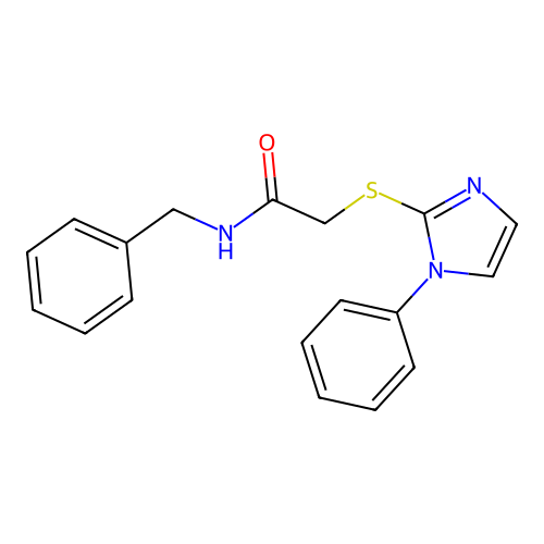 N-benzyl-2-((1-phenyl-1H-imidazol-2-yl)thio)acetamide structure