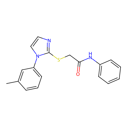 N-phenyl-2-((1-(m-tolyl)-1H-imidazol-2-yl)thio)acetamide structure