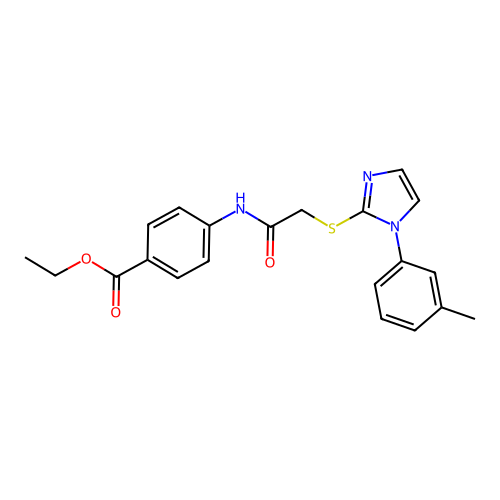 Ethyl 4-[[2-[1-(3-methylphenyl)imidazol-2-yl]sulfanylacetyl]amino]benzoate structure