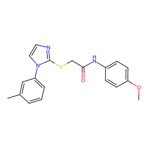 N-(4-methoxyphenyl)-2-[1-(3-methylphenyl)imidazol-2-yl]sulfanylacetamide structure