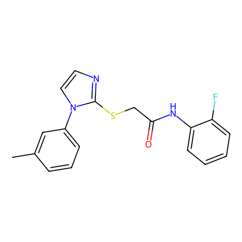 N-(2-fluorophenyl)-2-((1-(m-tolyl)-1H-imidazol-2-yl)thio)acetamide structure