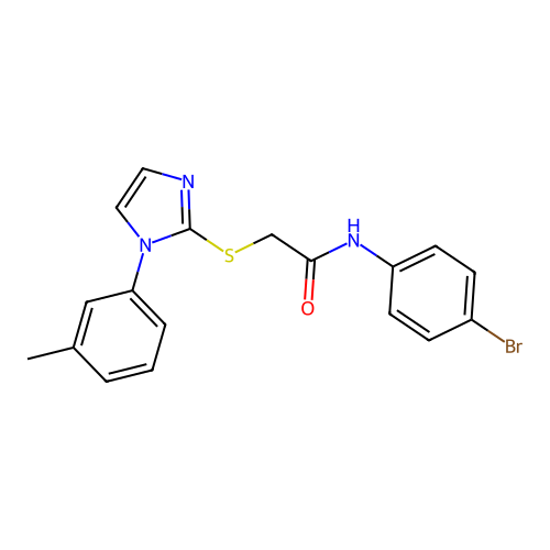 N-(4-bromophenyl)-2-((1-(m-tolyl)-1H-imidazol-2-yl)thio)acetamide structure