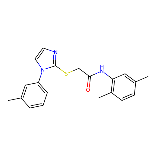 N-(2,5-dimethylphenyl)-2-[1-(3-methylphenyl)imidazol-2-yl]sulfanylacetamide structure
