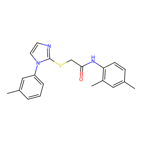 N-(2,4-dimethylphenyl)-2-[1-(3-methylphenyl)imidazol-2-yl]sulfanylacetamide structure