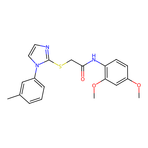 N-(2,4-dimethoxyphenyl)-2-((1-(m-tolyl)-1H-imidazol-2-yl)thio)acetamide structure