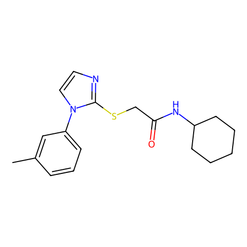 N-cyclohexyl-2-[1-(3-methylphenyl)imidazol-2-yl]sulfanylacetamide structure