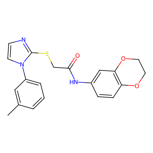 N-(2,3-dihydro-1,4-benzodioxin-6-yl)-2-{[1-(3-methylphenyl)-1H-imidazol-2-yl]sulfanyl}acetamide structure