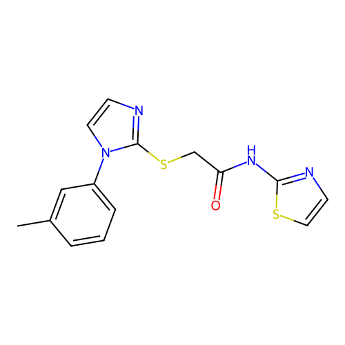 2-{[1-(3-methylphenyl)-1H-imidazol-2-yl]sulfanyl}-N-(1,3-thiazol-2-yl)acetamide structure