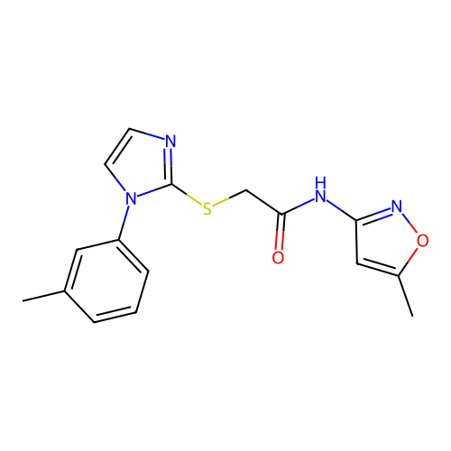 N-(5-methyl-1,2-oxazol-3-yl)-2-{[1-(3-methylphenyl)-1H-imidazol-2-yl]sulfanyl}acetamide structure