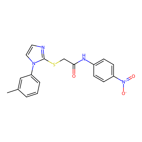 N-(4-nitrophenyl)-2-((1-(m-tolyl)-1H-imidazol-2-yl)thio)acetamide structure