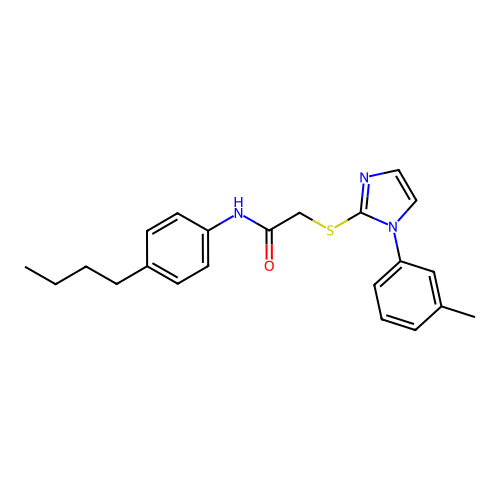 N-(4-butylphenyl)-2-((1-(m-tolyl)-1H-imidazol-2-yl)thio)acetamide structure