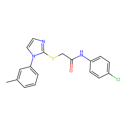 N-(4-chlorophenyl)-2-((1-(m-tolyl)-1H-imidazol-2-yl)thio)acetamide structure