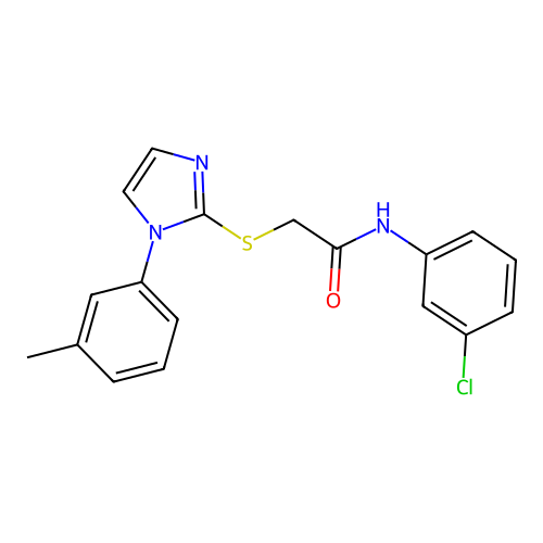 N-(3-chlorophenyl)-2-((1-(m-tolyl)-1H-imidazol-2-yl)thio)acetamide structure