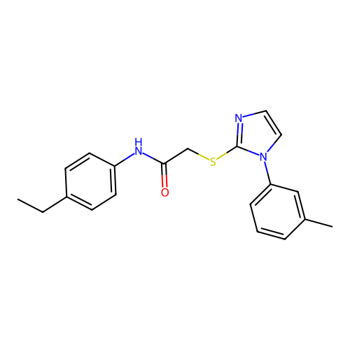N-(4-ethylphenyl)-2-((1-(m-tolyl)-1H-imidazol-2-yl)thio)acetamide structure