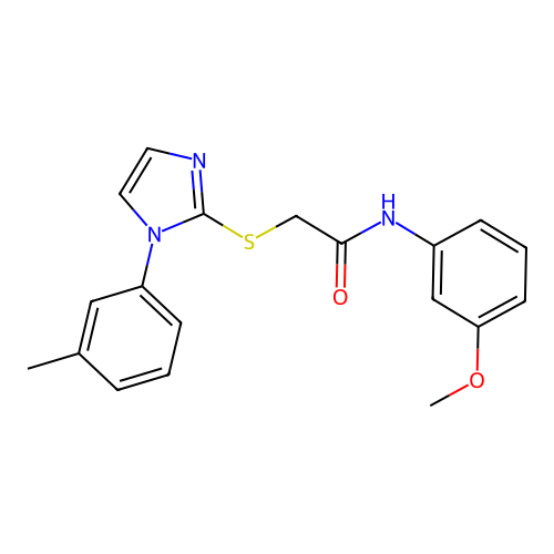 N-(3-methoxyphenyl)-2-((1-(m-tolyl)-1H-imidazol-2-yl)thio)acetamide structure