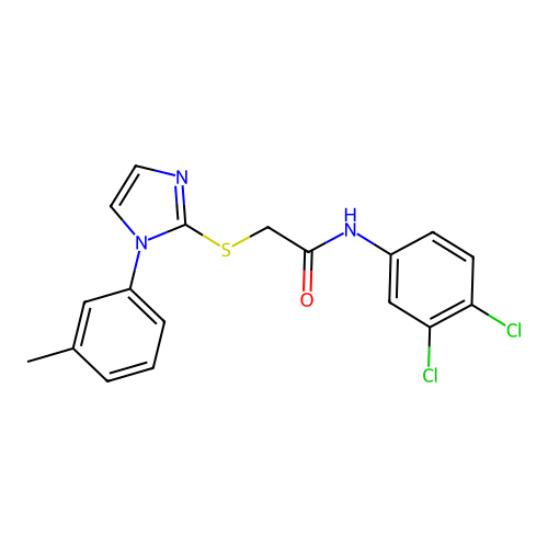 N-(3,4-dichlorophenyl)-2-((1-(m-tolyl)-1H-imidazol-2-yl)thio)acetamide structure