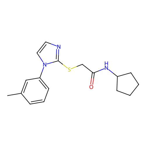 N-cyclopentyl-2-((1-(m-tolyl)-1H-imidazol-2-yl)thio)acetamide structure